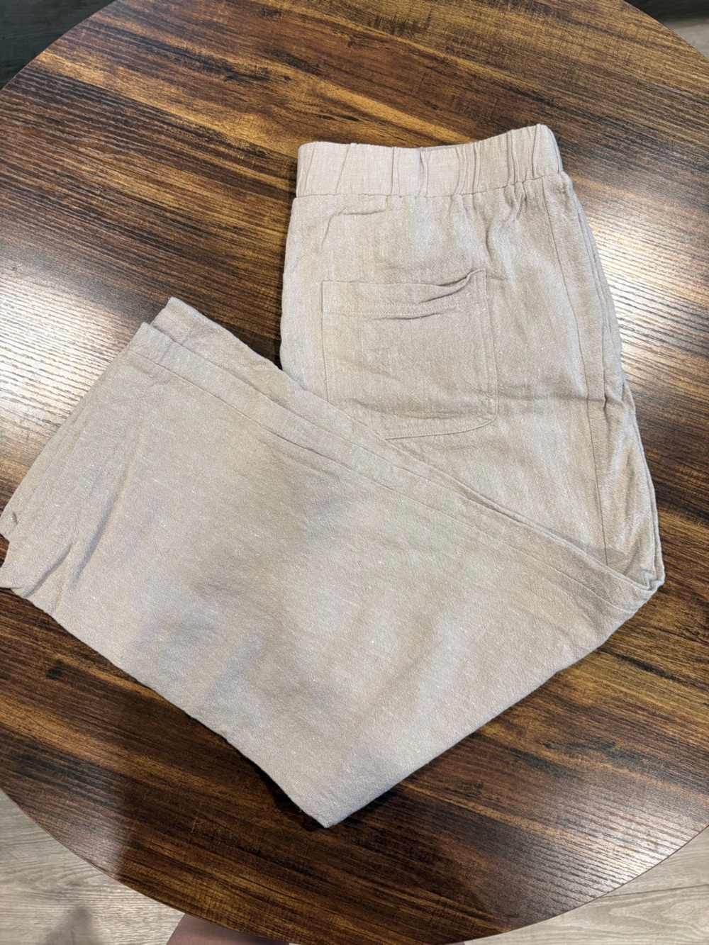 Wide-Leg Women's Linen-Blend Pants in Light Beige